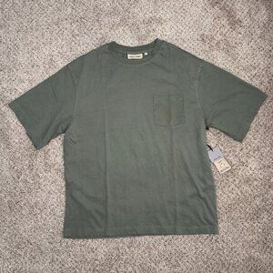NEW Amongst Others Army Green Boxy Fit Short Sleeve Shirt Cotton Pocket Large